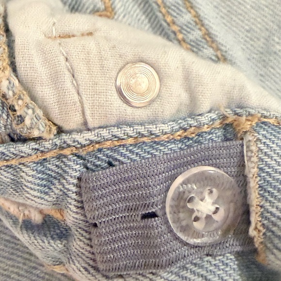 Old Navy Girls Light Blue Denim Shorts with Cherry and Strawberry Embroidery - Picture 4 of 4